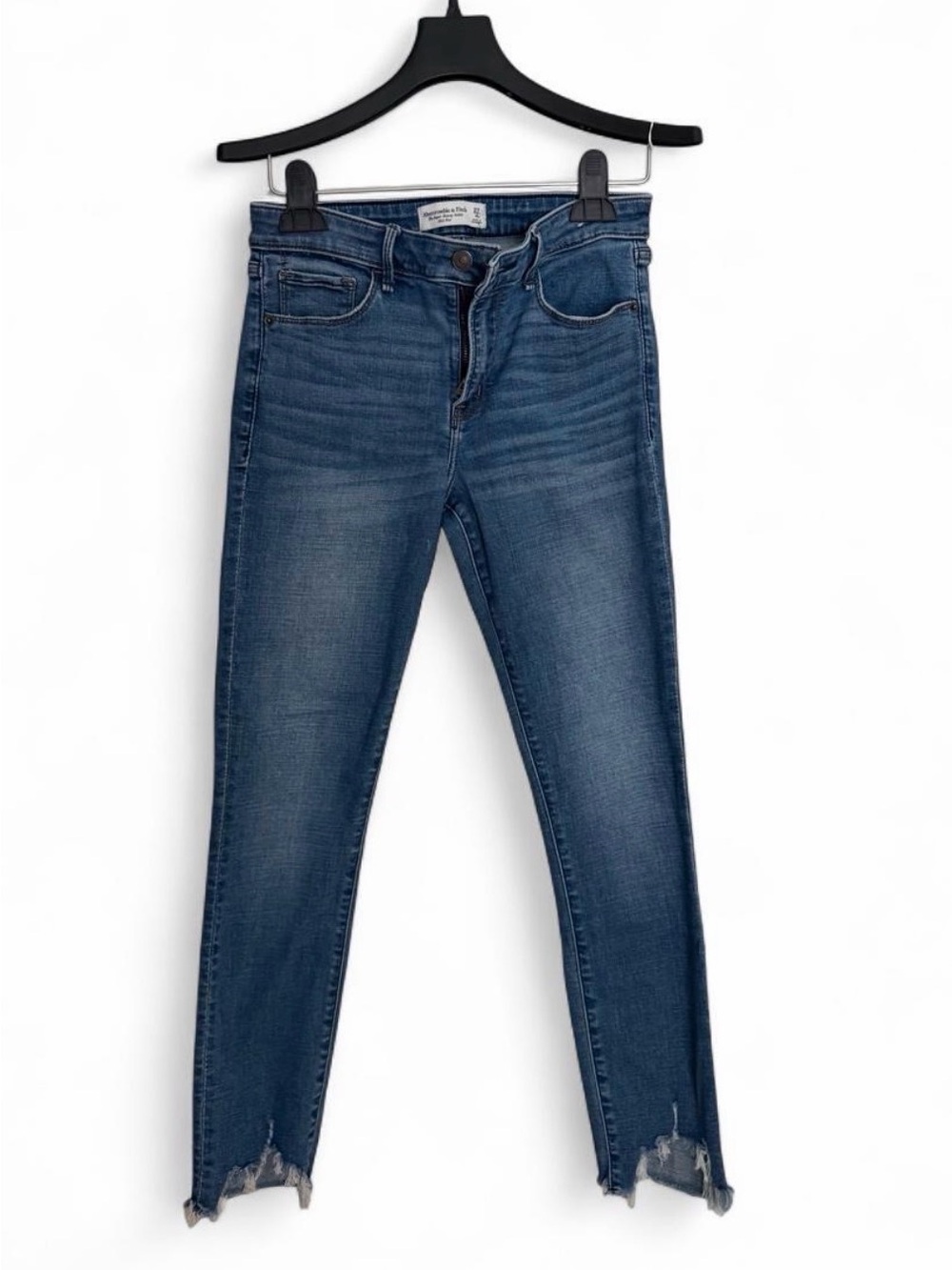 Abercrombie & Fitch Blue Skinny Jeans with Frayed Hem